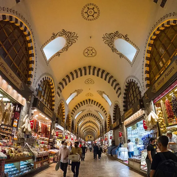 The vaulted main hall of the Spice Bazaar